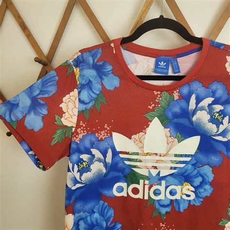 Adidas Chita Floral Boyfriend Short Sleeve Tee Top .